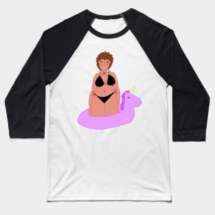 Cute Lady With Unicorn Floaty Baseball T-Shirt